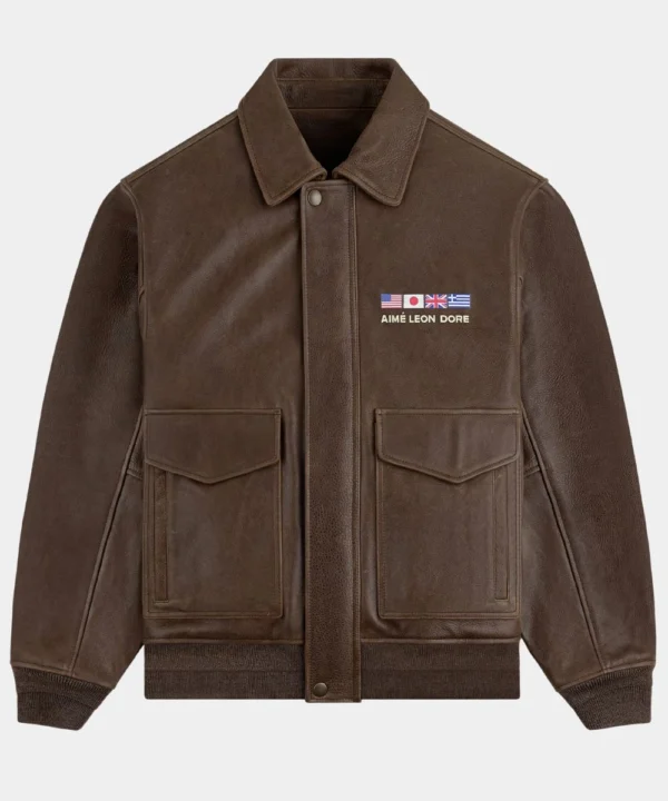 Aime Leon Dore World’s Borough Leather Flight Jacket