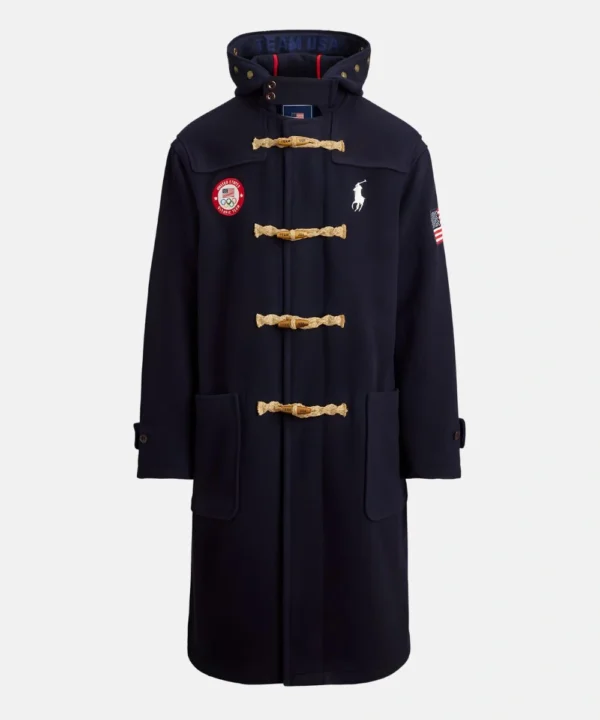 American Skater Erin Jackson Winter Olympics 2026 Polo Ralph Lauren Team USA Flagbearer Toggle Coat - Navy Blue