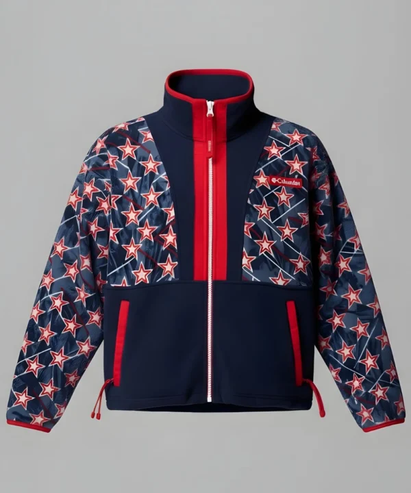 Milano Cortina Winter Olympics 2026 Columbia Team USA Red & Blue Fleece Jacket For Women's