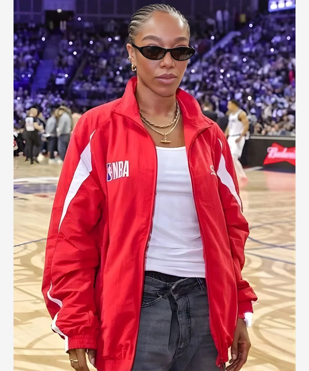 Naomi Ackie NBA London Game Red Jacket