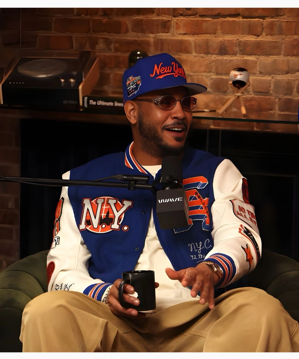 New York City 2026 Carmelo Blue & White Varsity Jacket