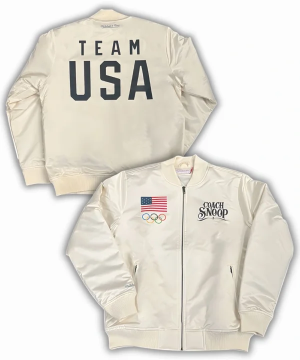 Olympic 2026 Team USA Snoop Dogg White Bomber Jacket