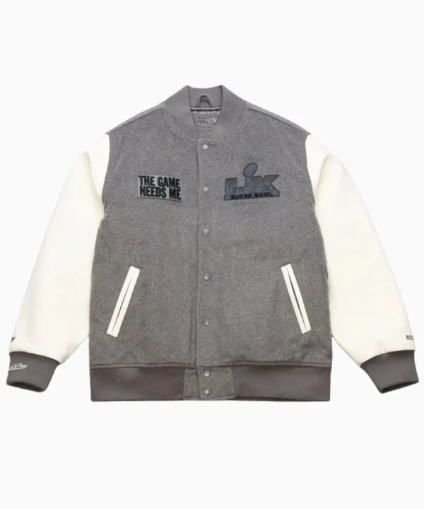 Roc Nation Paper Planes NFL Mitchell & Ness Varsity Jacket Grey & White