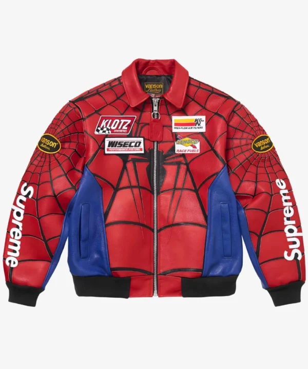 Vanson Leathers x Supreme Spider Man Jacket Red