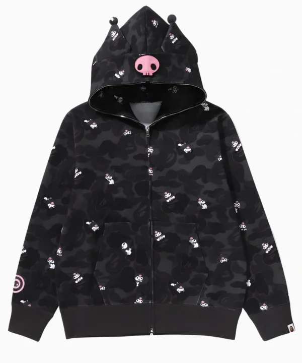 A Bathing Ape Kuromi Camo Hoodie Black
