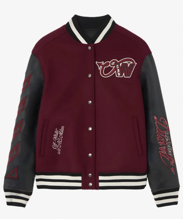 AC Milan X Off-White Varsity Jacket Marron & Black