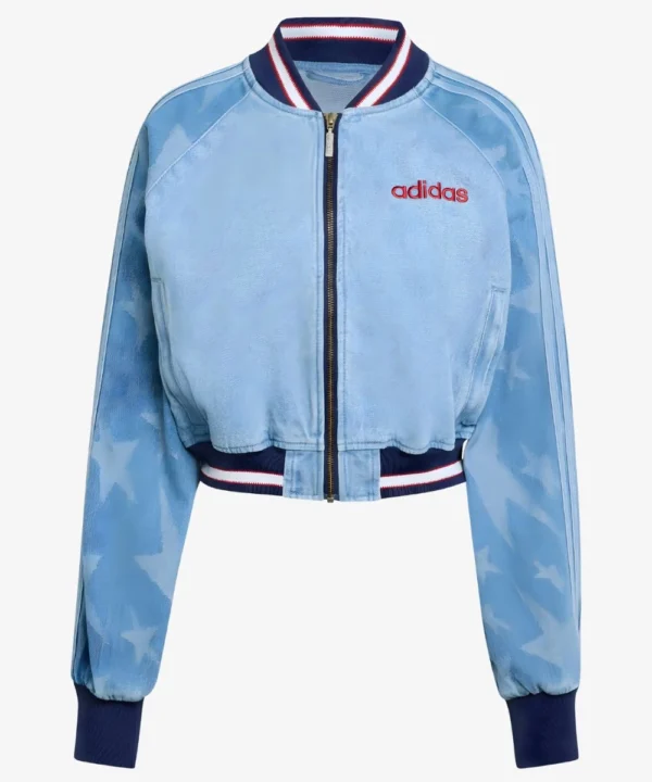 Adidas SST Denim Graphic Varsity Bomber Jacket