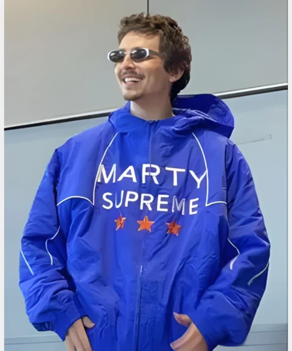 American-French Actor Timothée Chalamet Blue Marty Supreme Japan Jacket