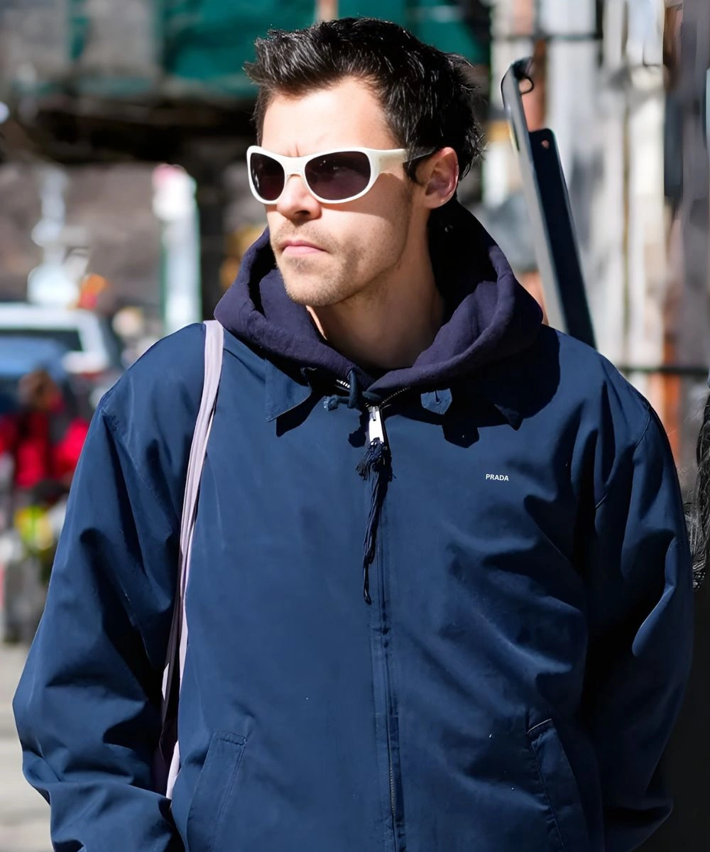 English singer Harry Styles Prada Cotton Jacket Navy Blue