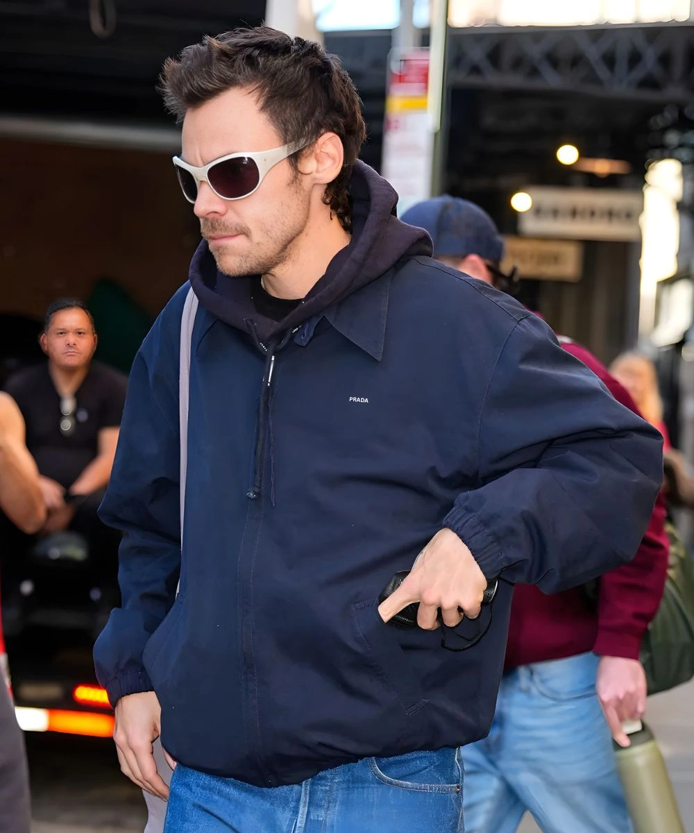 Harry Styles Prada Cotton Jacket Navy Blue