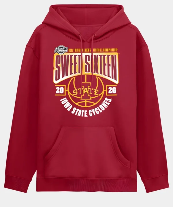 Iowa State Cyclones 2026 NCAA Men's Basketball Tournament March Madness Sweet 16 Hoodie Red
