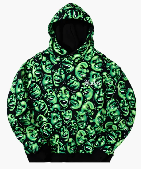 Market X Shrek Iconic Liquid Blue Skull Hoodie Black & Green