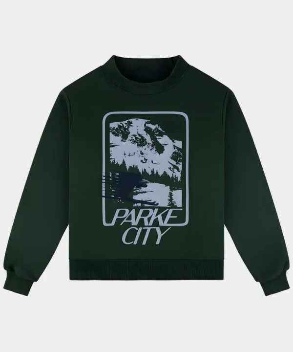 Parke Sport Graphic Mockneck Sweatshirt Green