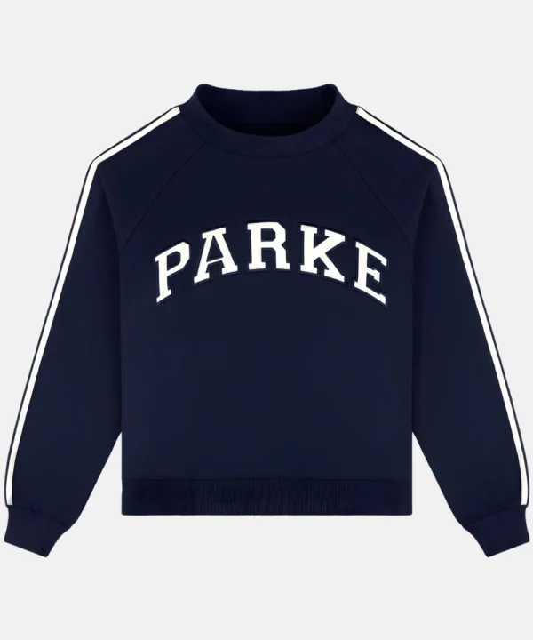 Parke Sport Stripe Mockneck Sweatshirt Blue