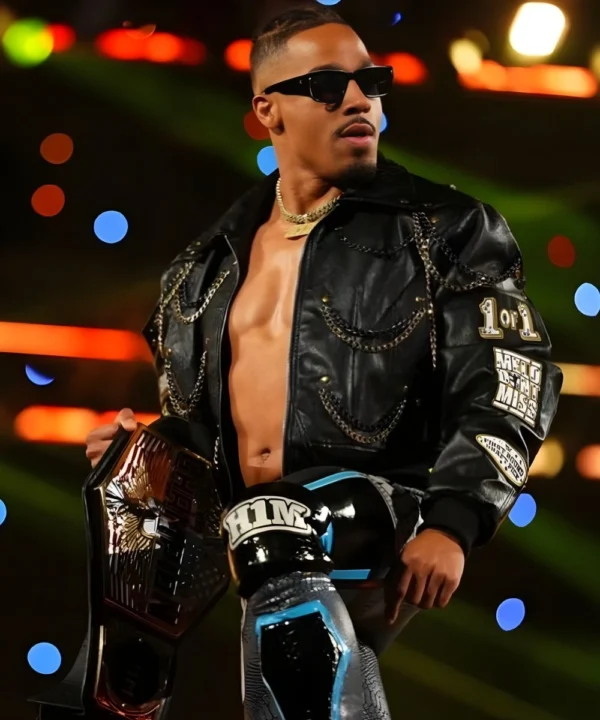 WWE SmackDown 2026 American Professional Wrestler Carmelo Hayes Melo Don’t Miss Black Leather Jacket
