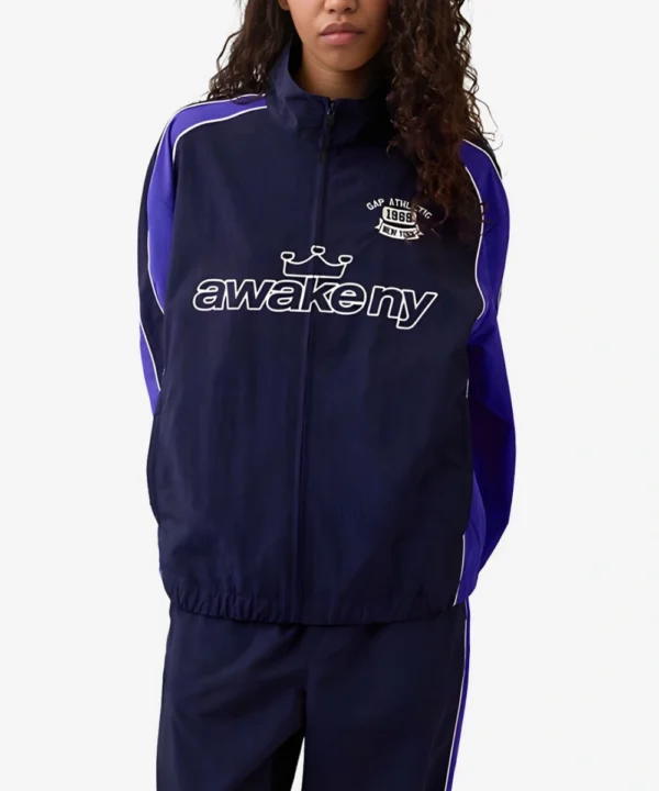 Women's Gap Awake NY 2026 Recycled Oversized Blue Track Jacket