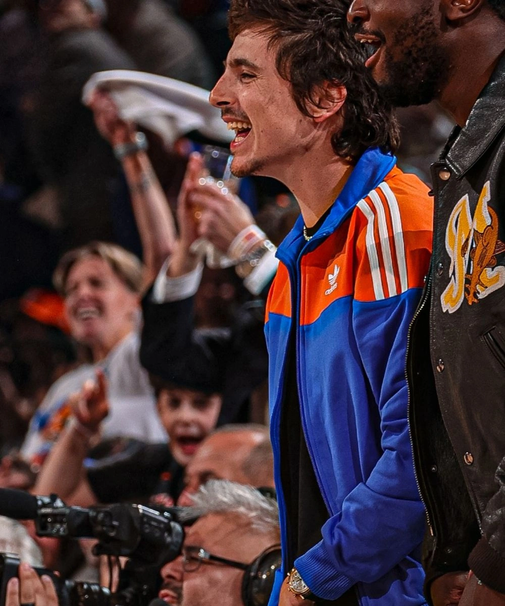 Atlanta Hawks x New York Knicks Game 2026 Timothée Chalamet Adidas Track Jacket Blue & Orange