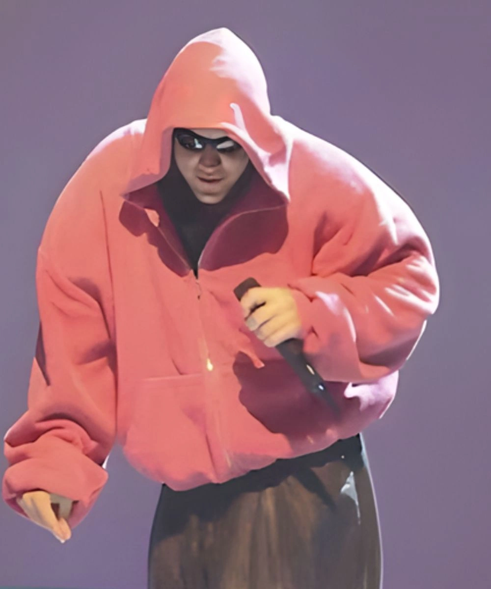 Coachella 2026 Justin Bieber Red Zip Up Fur Hoodie
