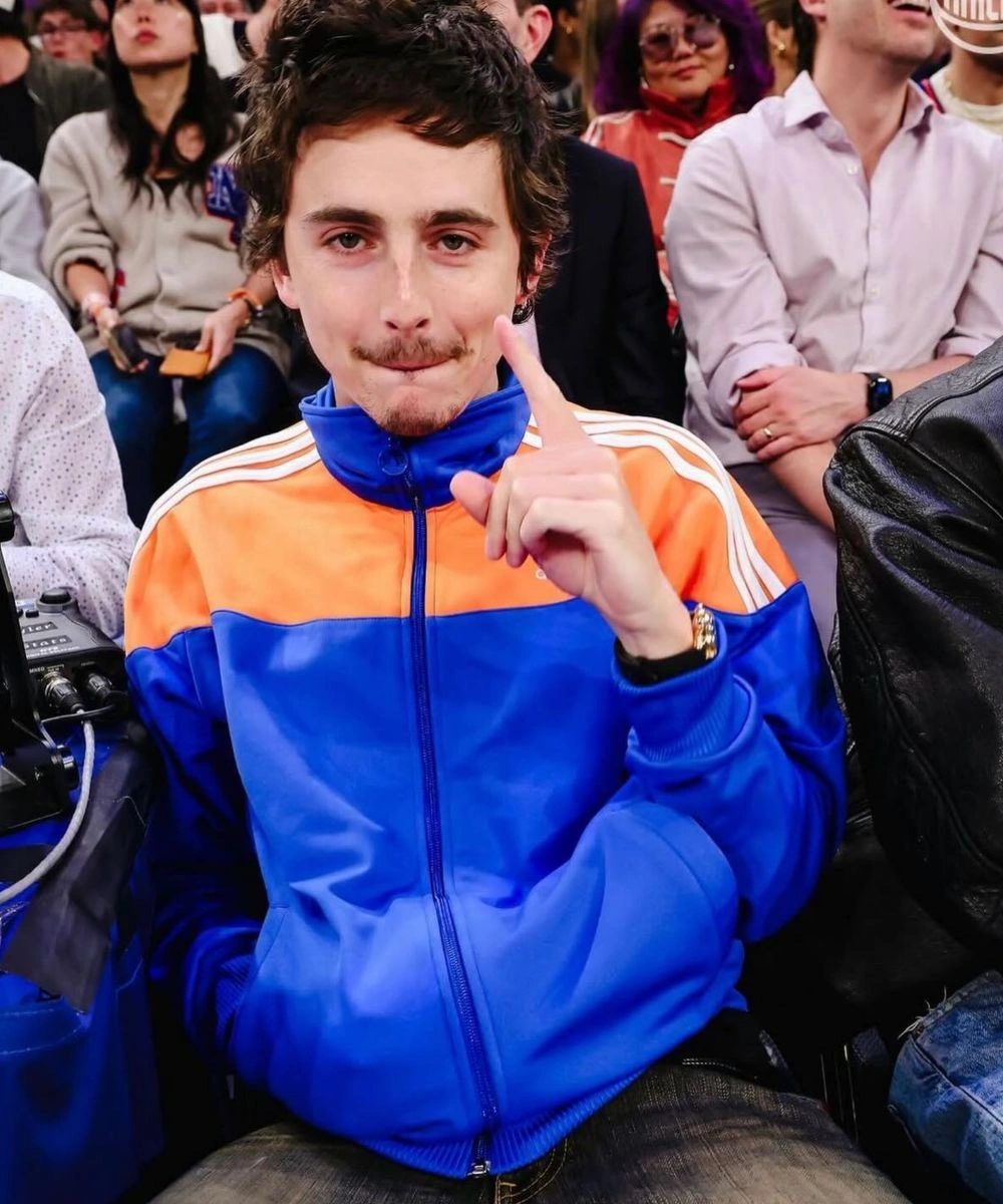 Hawks x Knicks Game 2026 Timothée Chalamet Adidas Blue & Orange Track Jacket