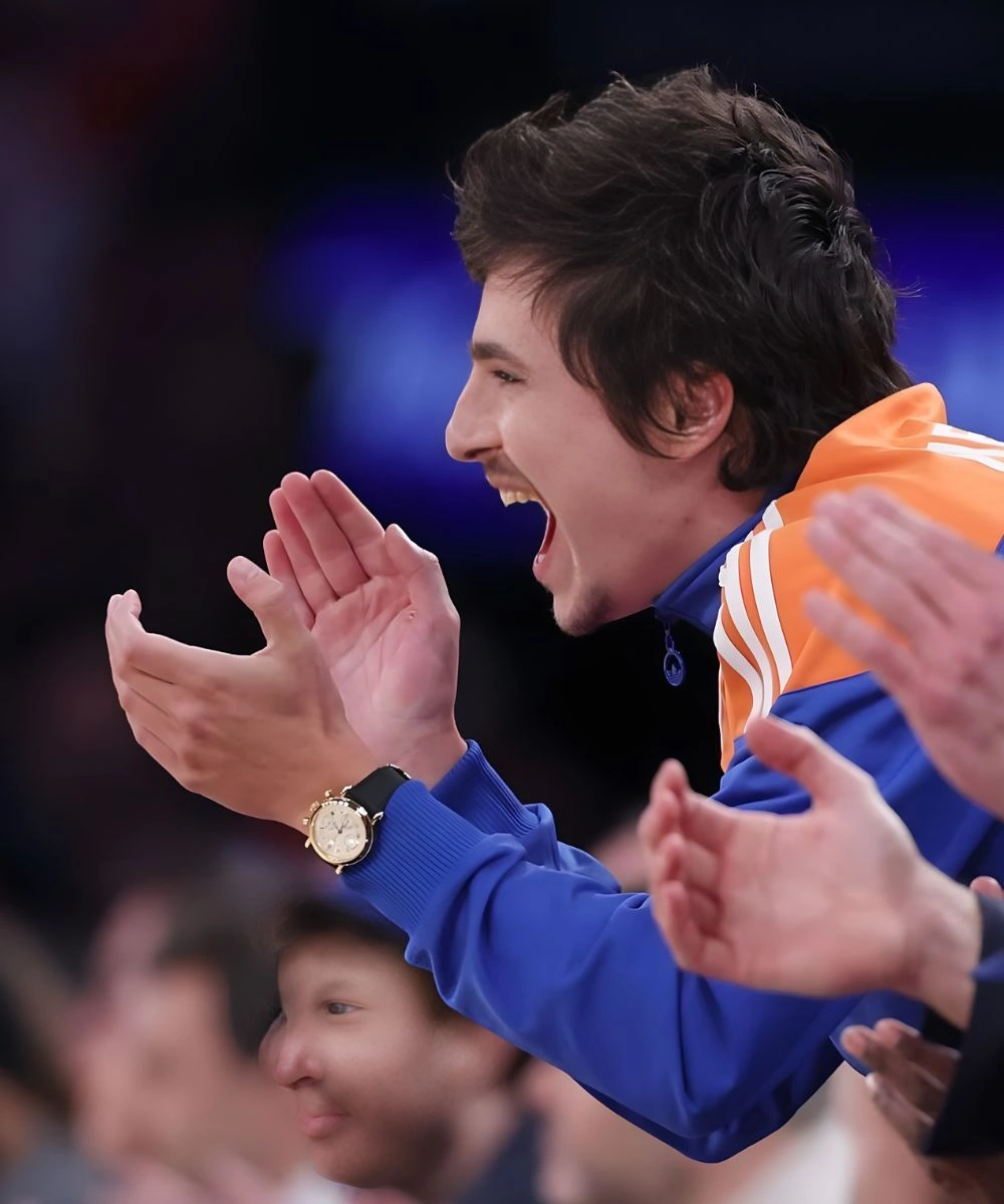 Hawks x Knicks Game 2026 Timothée Chalamet Adidas Track Jacket Blue & Orange