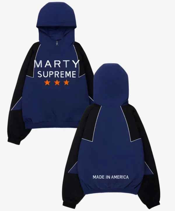 Israeli Basketball Player Deni Avdija 2026 Marty Supreme Blue & Black Hooded Jacket
