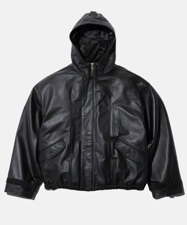 Men's Supreme x Marithé + François Girbaud Hooded Leather Flight Bomber Jacket Black