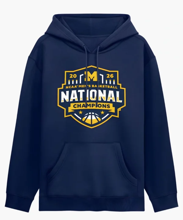 Michigan Wolverines 2026 NCAA Men's Basketball National Champions Half-Court Hero Hoodie Navy