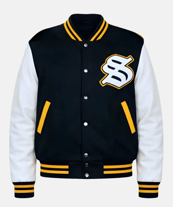 Solflare Varsity Bomber Jacket Black & White