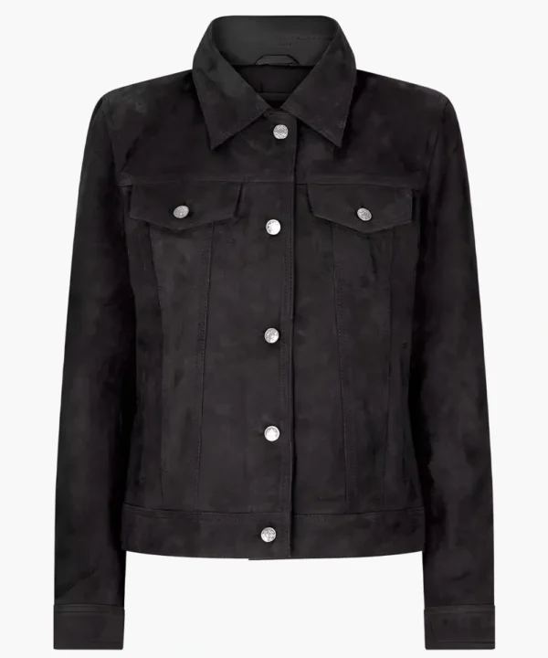 Suede Leather Black Trucker Jacket Women’s