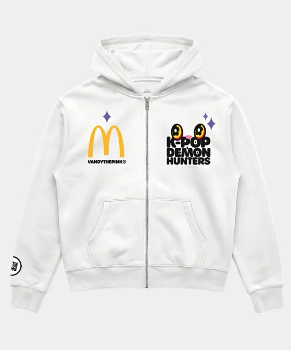 Vandy The Pink Netflix's KPop Demon Hunters McDonald's Logo Full Zip Hoodie White