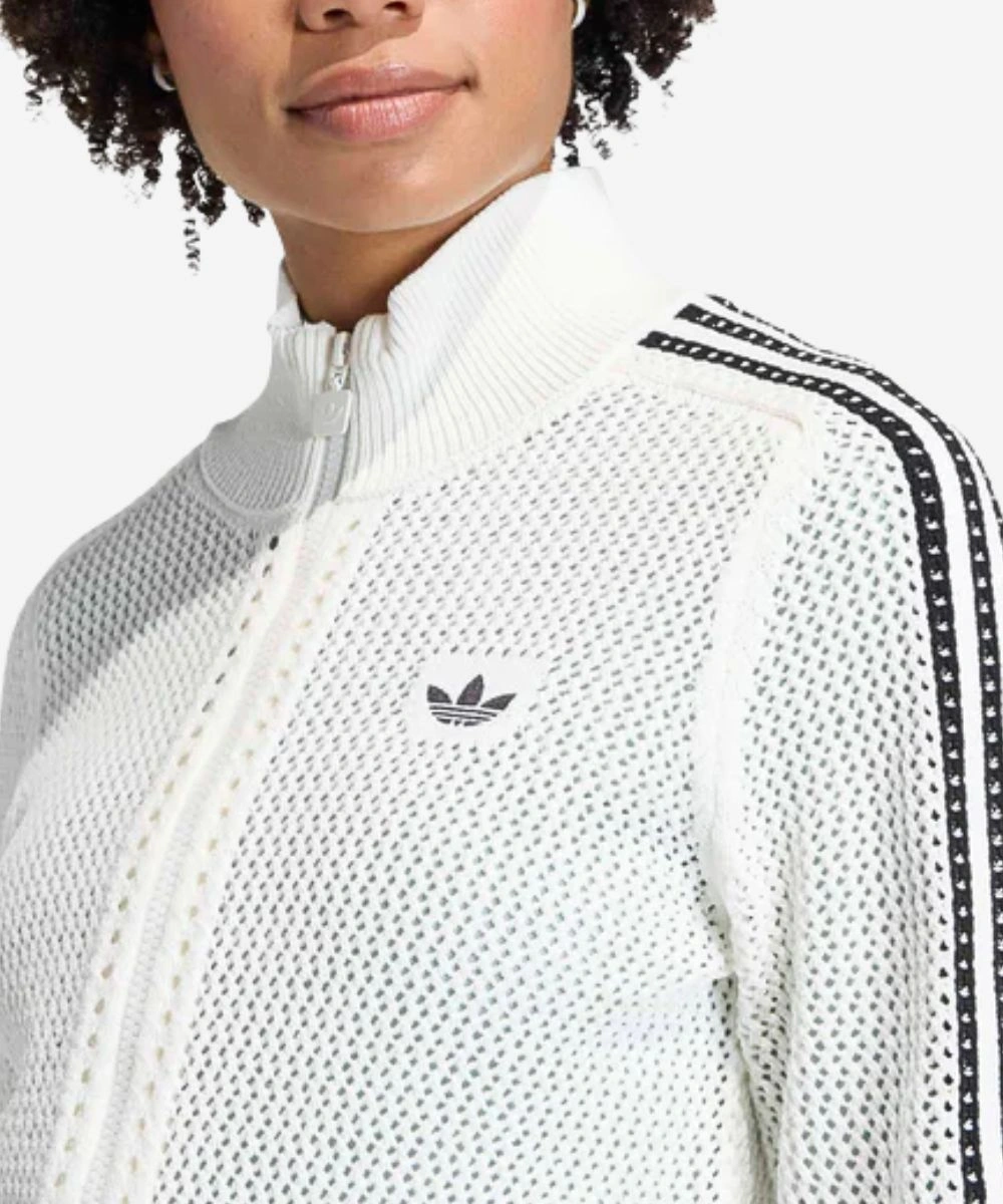 Women's Adidas Originals Firebird Crochet Slim Track Jacket White