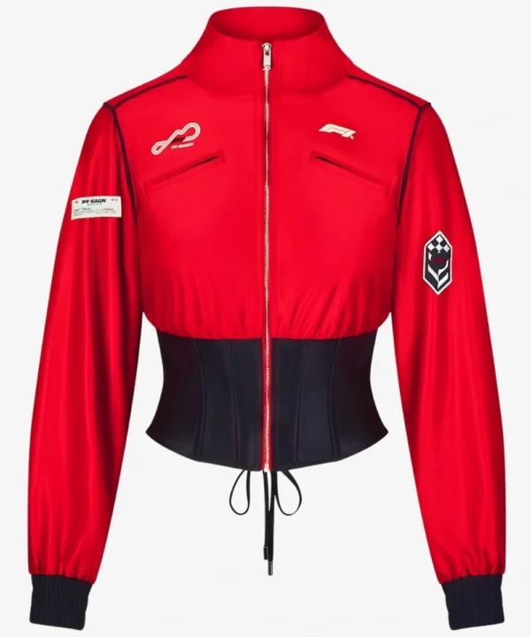 Women's Off-Season F1 Red Full-Zip Red & Black Cropped Track Jacket