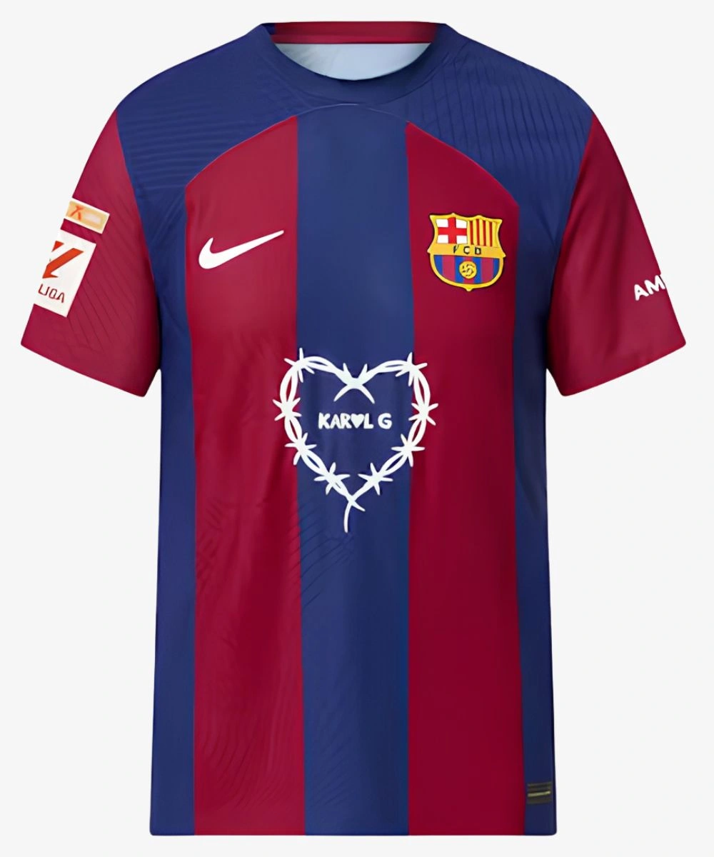 Colombian Singer Karol G FC Barcelona Home 23/24 Players Jersey Red & Blue
