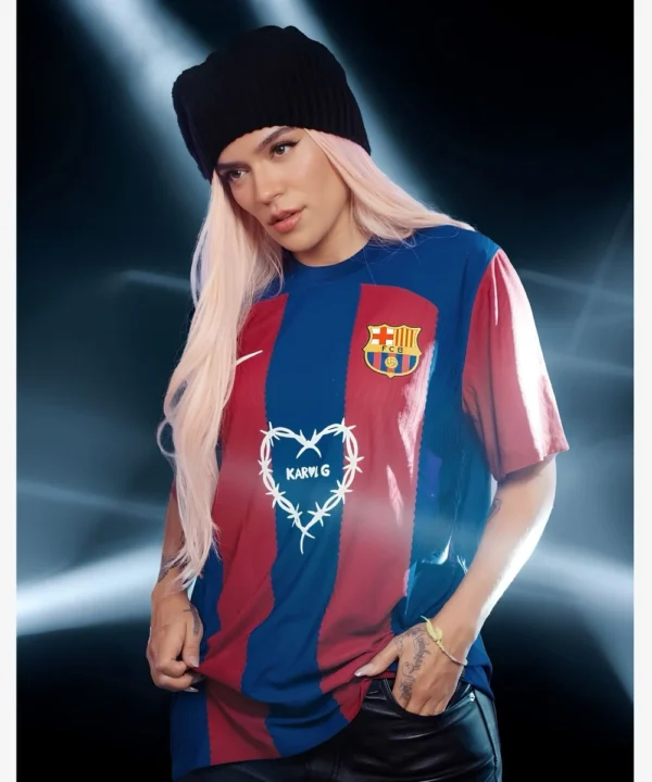 Karol G FC Barcelona Home 23/24 Jersey Red & Blue