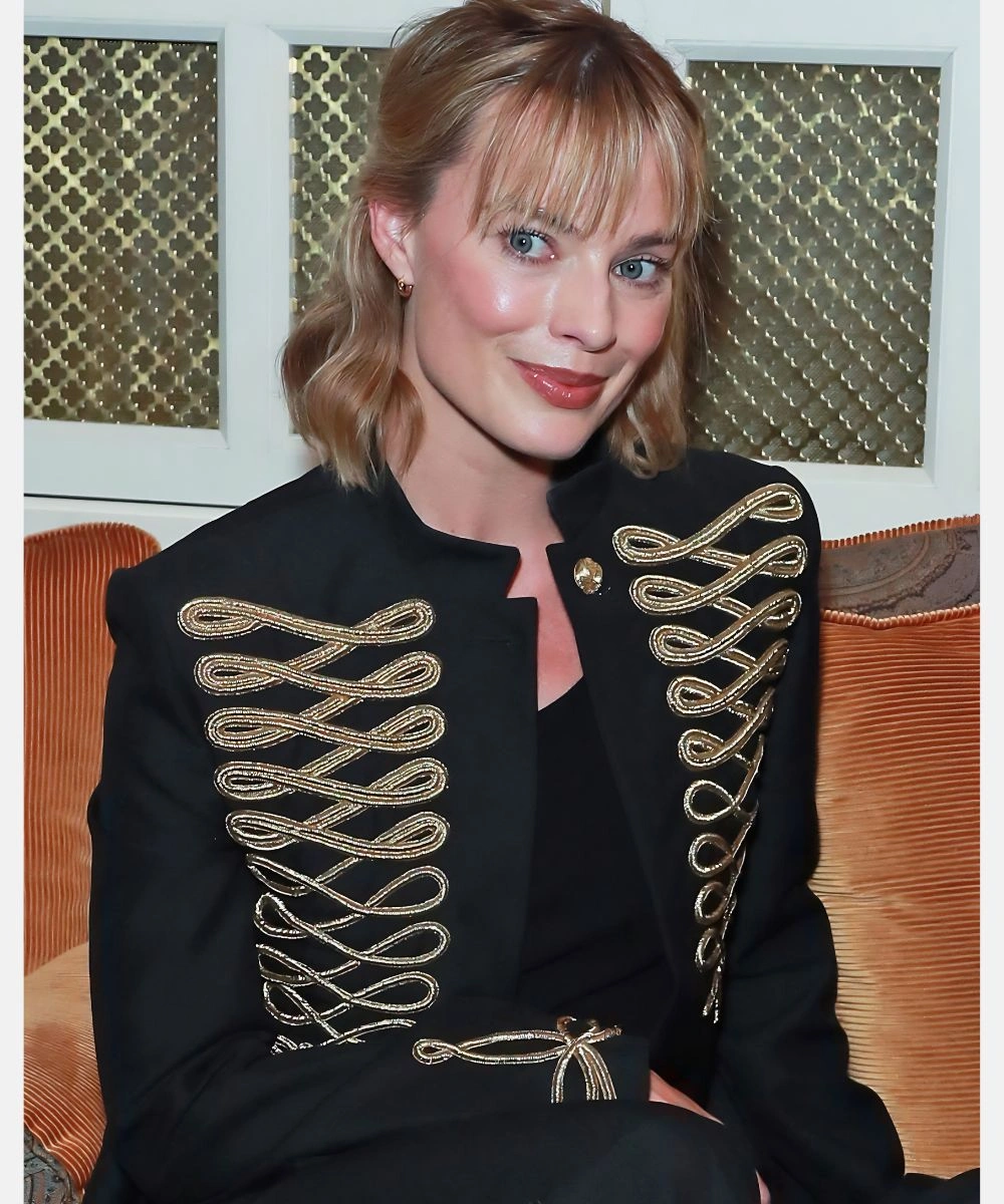 Margot Robbie Mcqueen Jacket Black & Golden