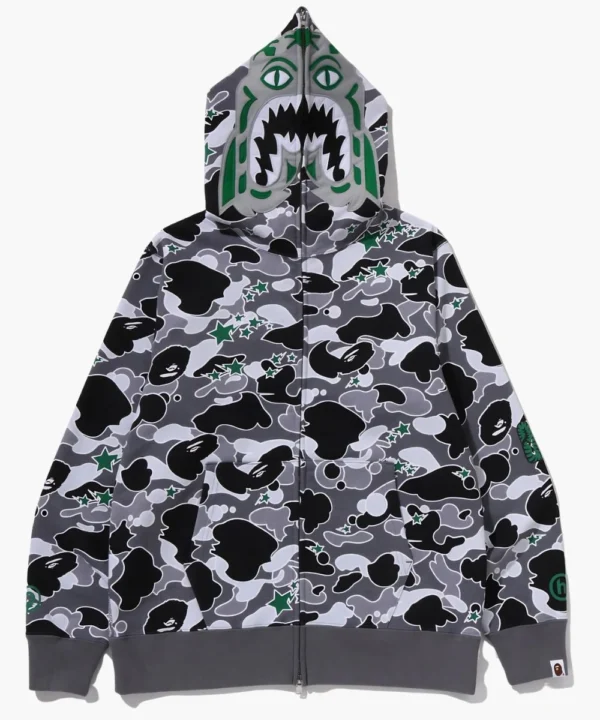 Men's BAPE x Hidden STA Camo Tiger Full Zip Grey Hoodie