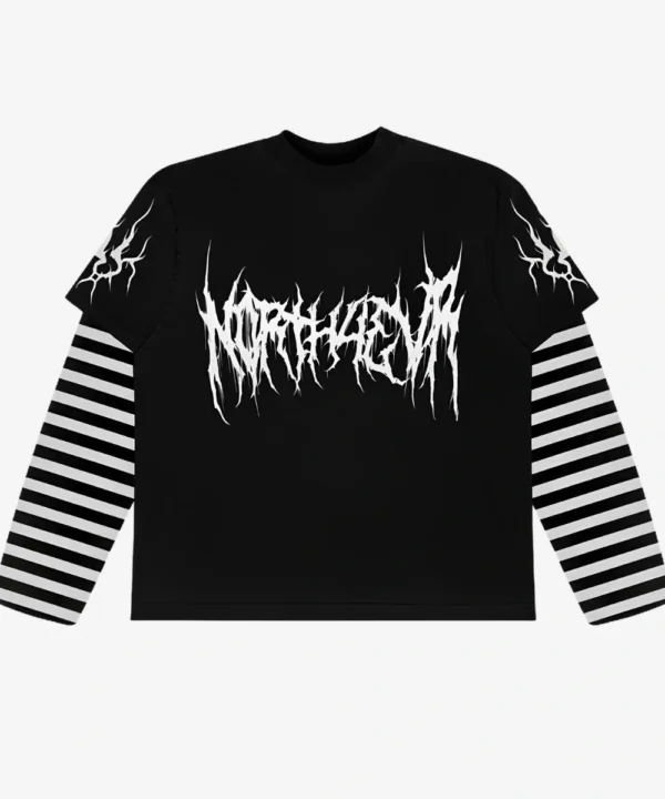 North West 2026 N0rth4evr Layered Longsleeve Oversized T-Shirt Black & White