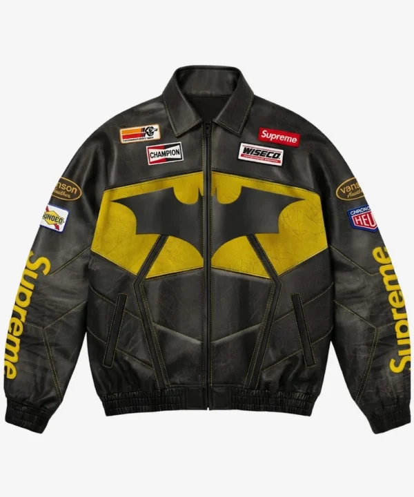 Supreme x The Batman Gotham City Racing Leather Jacket Black