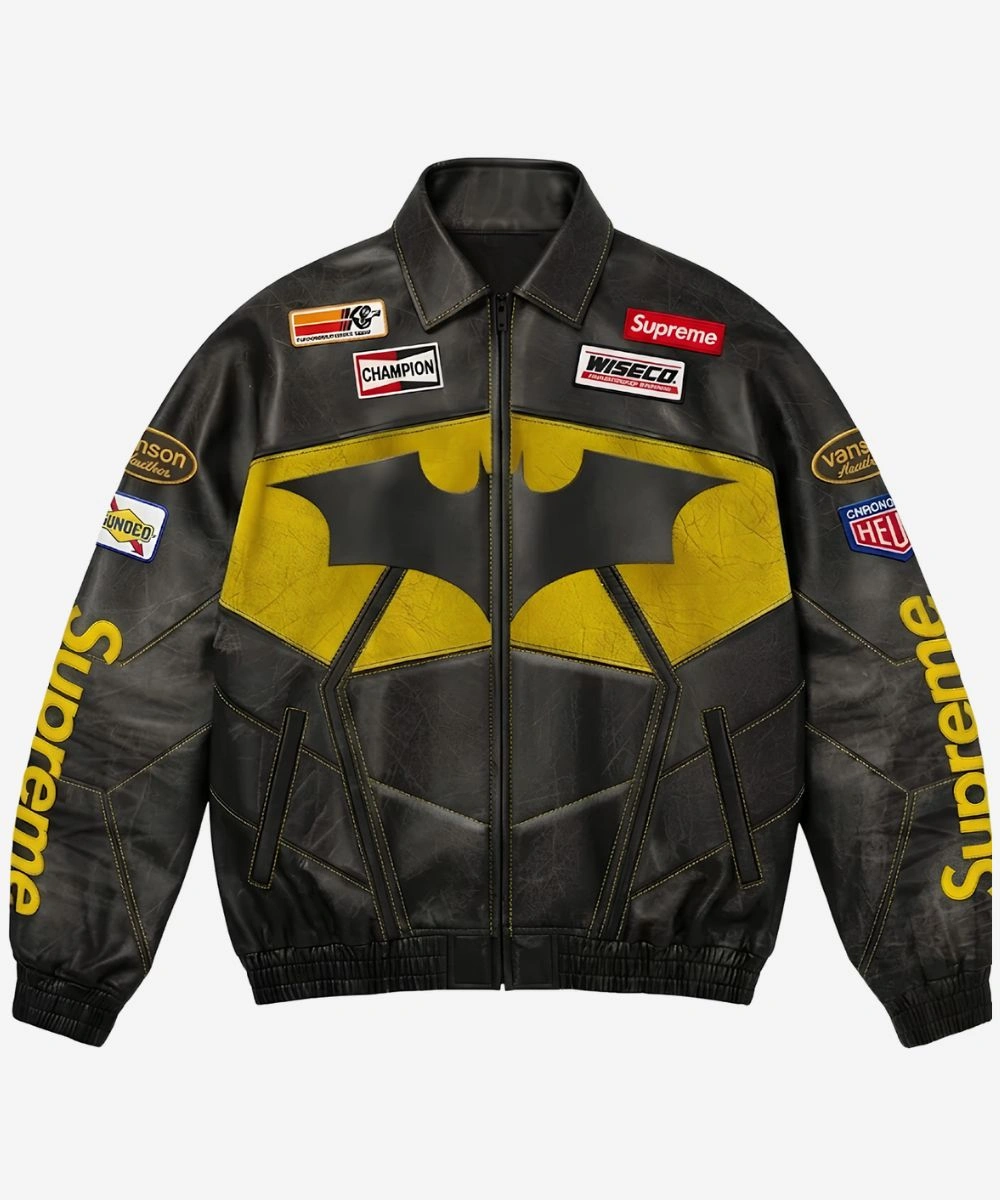 Supreme x The Batman Gotham City Racing Leather Jacket Black