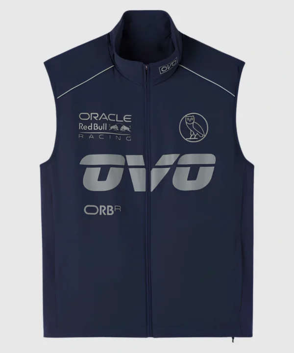 Unisex OVO Red Bull Racing Reflective Print Nylon Vest Navy Blue