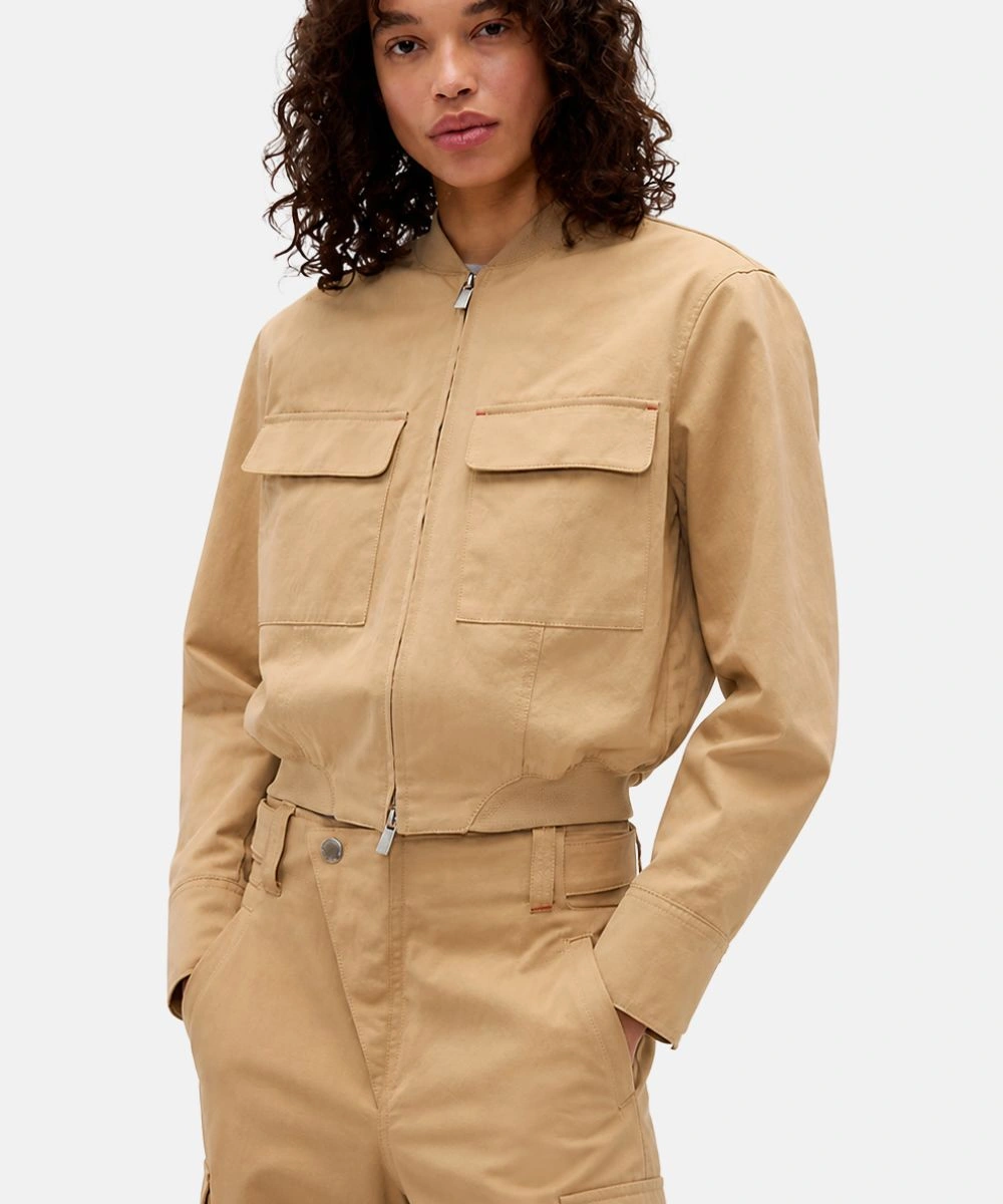 Women's 2026 Gap × Victoria Beckham Camel Brown Bomber Jacket
