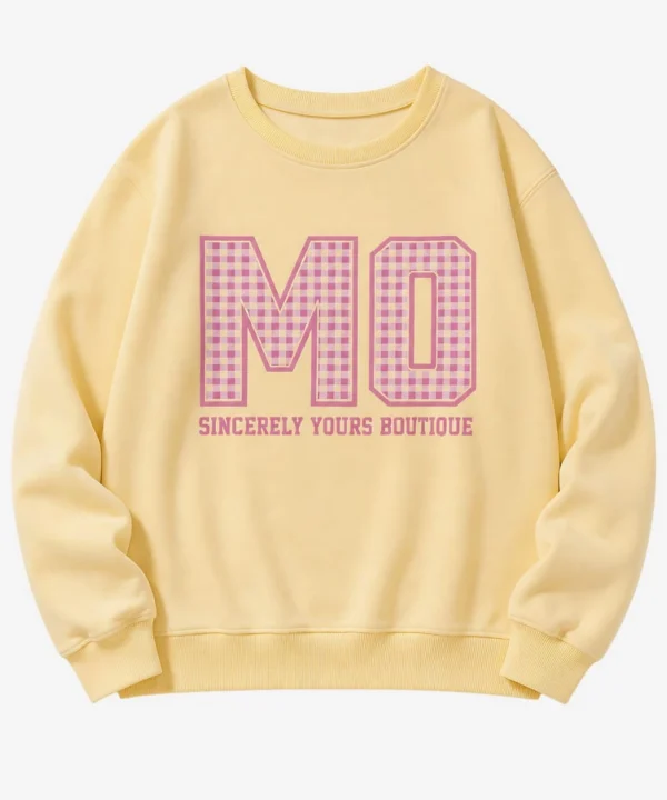 Women's Sincerely Yours Yellow Crewneck Pullover Fleece Sweatshirt