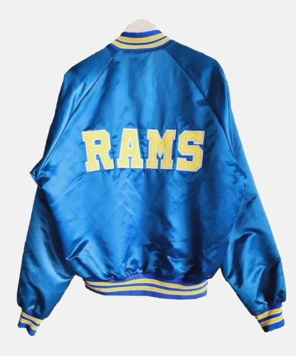1980's Los Angeles Rams Bomber Royal Full-Snap Satin Jacket