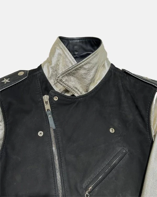 2024 Charlie Black Leather Biker Jacket
