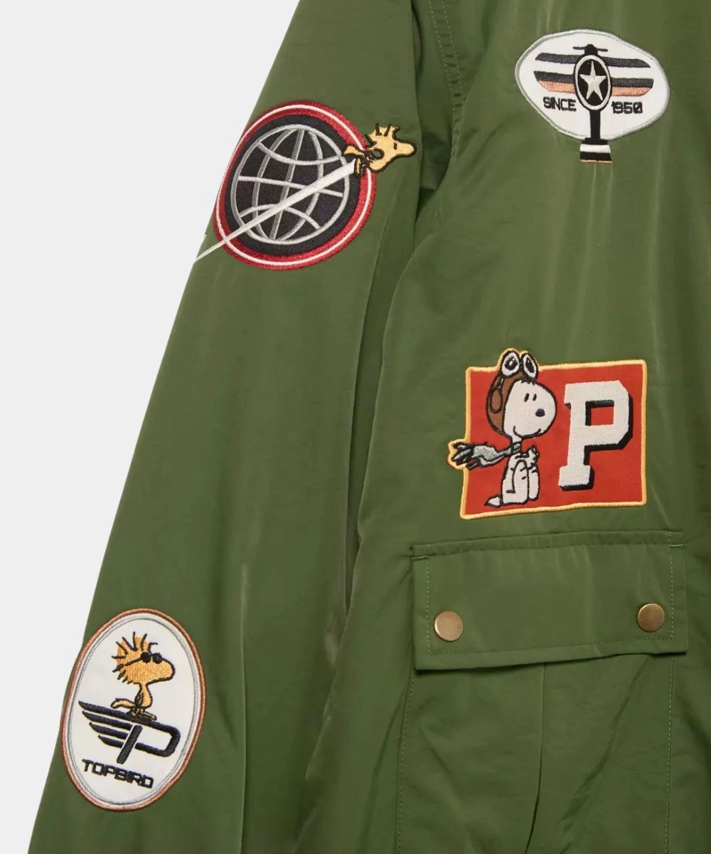2026 BoxLunch Peanuts Snoopy Flying Ace Green Bomber Jacket