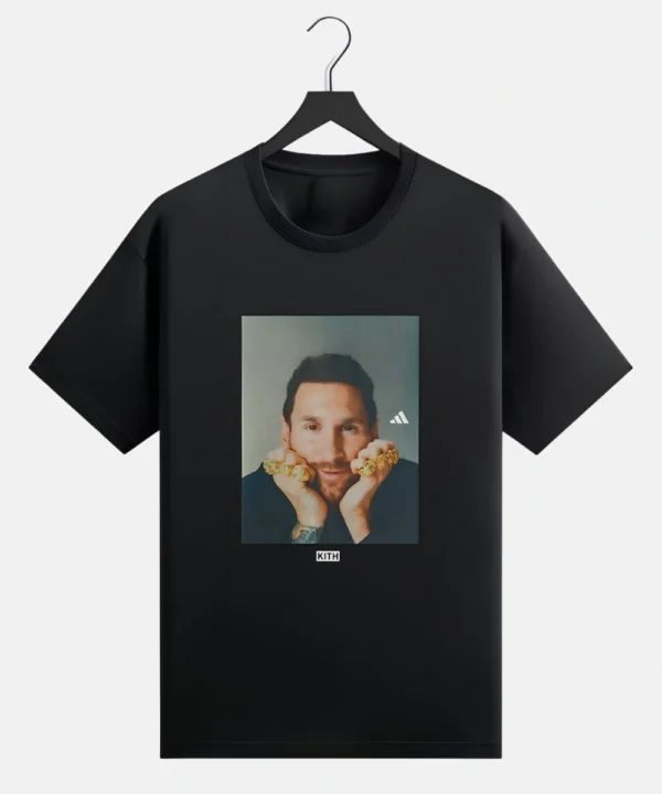 2026 Kith & Messi for adidas Football Graphic Black Pullover T-Shirt