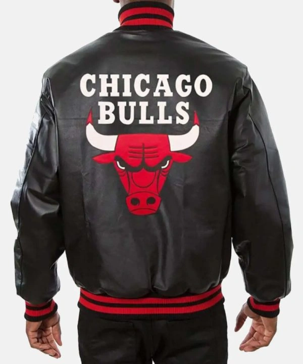 90’s NBA Chicago Bulls Leather Jacket Black & Red