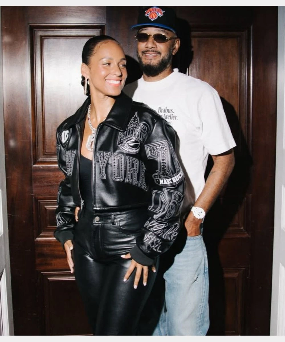 Alicia Keys New York Knicks Victory Parade Pelle Pelle Jacket Black