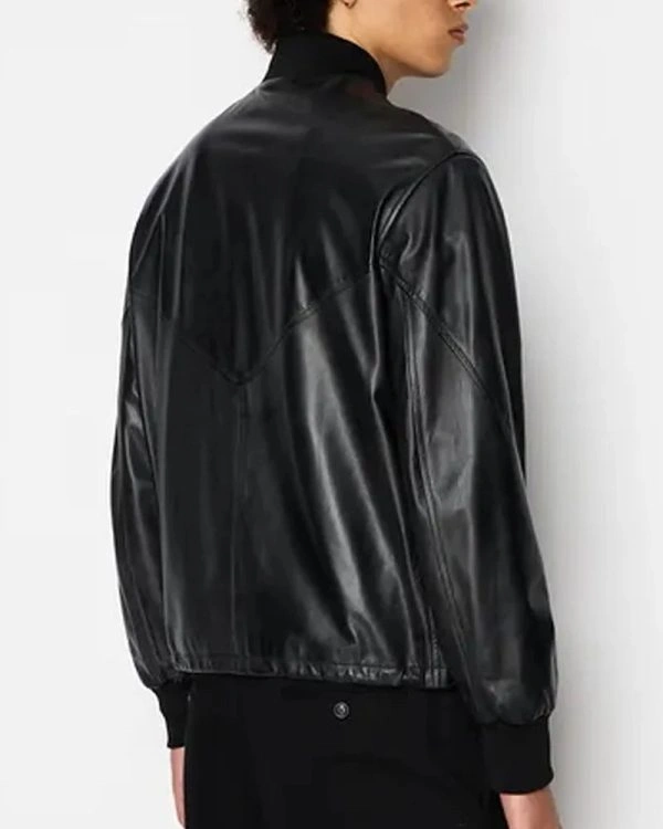 Armani Exchange Black Leather Biker Jacket