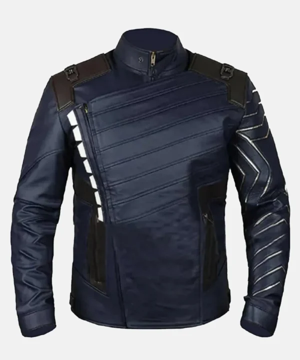 Avengers Infinity War 2018 White Wolf Blue Leather Jacket